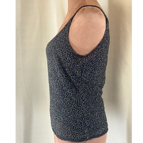 Chaudry Beaded Camisole Womens S Black Gold Silk Back Zip Heavy NWT Deadstock - Picture 3 of 15